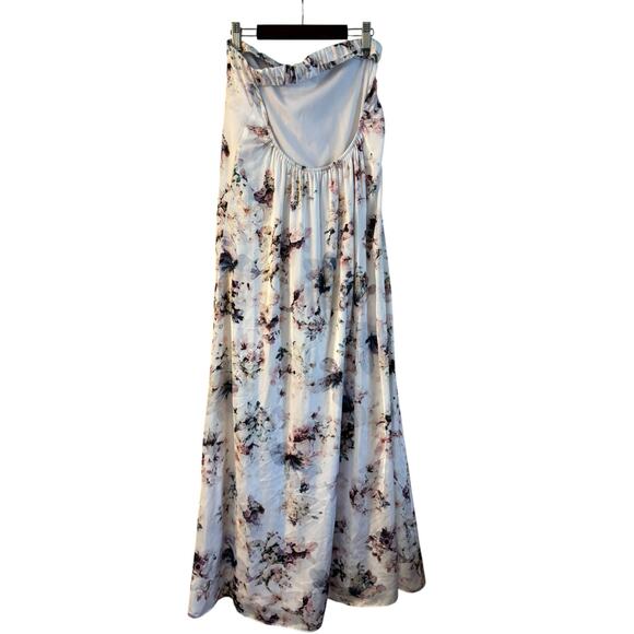 Show Me Your MuMu Sirene Maxi Dress Size Small Satin Strapless Bouquet Beauty - Picture 2 of 5